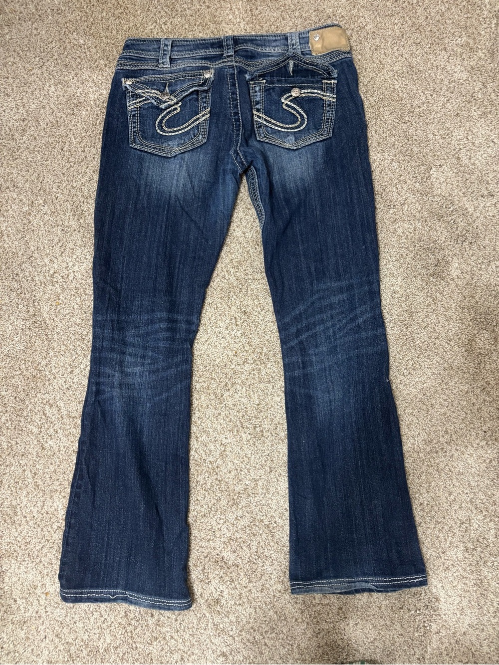 Silver Jeans Dark Indigo Bootcut Jeans with Embroidered Back Pockets